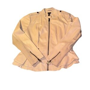 G.I.L.I. Cream Leather Jacket with Zipper Accents